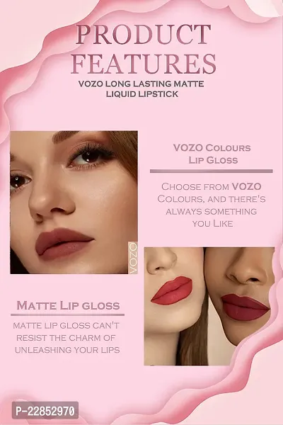 VOZO Glamorous Matte Liquid Lipstick - Highly Saturated Shades (Wine, Maroon, Red, Purplish Wine) 16ml-thumb5