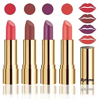 Rythmx Professional Timeless 4 Colors Collection Velvet Touch Matte Lipstick Long Stay on Lips(Carrot Red, Brown Nude, Light Purple, Peach)-thumb1