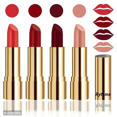 Rythmx Professional Timeless 4 Colors Collection Velvet Touch Matte Lipstick Long Stay on Lips(Orange, Reddish Maroon, Maroon, Passion Peach)-thumb2