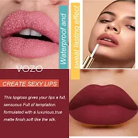 VOZO Vibrant Matte Liquid Lipstick - Long-Lasting  Smudge-Proof (Dark Magenta, Wine, Passion Pink, Purplish Wine) 16ml-thumb3