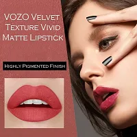 VOZO Velvety Smooth Matte Liquid Lipstick - Non-Drying  Lightweight (Maroon, Red, Passion Pink, Magenta, Purplish Wine, Passion Magenta) 24 ml-thumb2