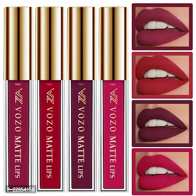 VOZO Vibrant Matte Liquid Lipstick - Long-Lasting  Smudge-Proof (Dark Magenta, Red, Purplish Wine, Passion Magenta) 16ml-thumb0