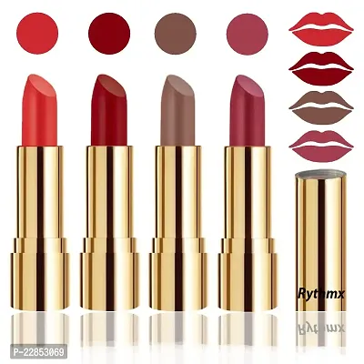 Rythmx Professional Timeless 4 Colors Collection Velvet Touch Matte Lipstick Long Stay on Lips(Orange, Reddish Maroon, Brown, Dark Pink)-thumb2