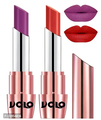 Volo Perfect Creamy with Matte Lipsticks Combo, Lip Gifts to love (Purple, Orange)