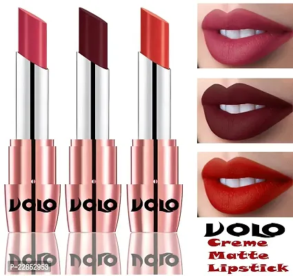Volo Perfect Creamy with Matte Lipsticks Combo, Lip Gifts to love(Pink, Maroon, Orange)