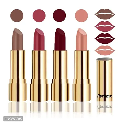 Rythmx Professional Timeless 4 Colors Collection Velvet Touch Matte Lipstick Long Stay on Lips(Brown, Dark Pink, Maroon, Passion Peach)-thumb0