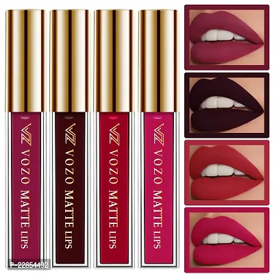 VOZO Vibrant Matte Liquid Lipstick - Long-Lasting  Smudge-Proof (Dark Magenta, Wine, Red, Passion Magenta) 16ml