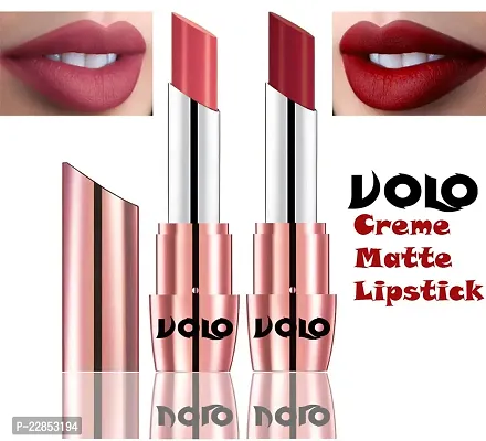 Volo Perfect Creamy with Matte Lipsticks Combo, Lip Gifts to love (Dark Peach, Red)
