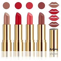 Rythmx Professional Timeless 4 Colors Collection Velvet Touch Matte Lipstick Long Stay on Lips(Peaches Nude, Blood Red, Carrot Red, Brown Nude)-thumb1