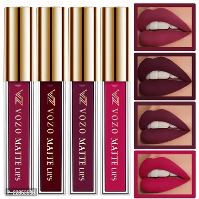VOZO Vibrant Matte Liquid Lipstick - Long-Lasting  Smudge-Proof (Dark Magenta, Maroon, Purplish Wine, Passion Magenta) 16ml