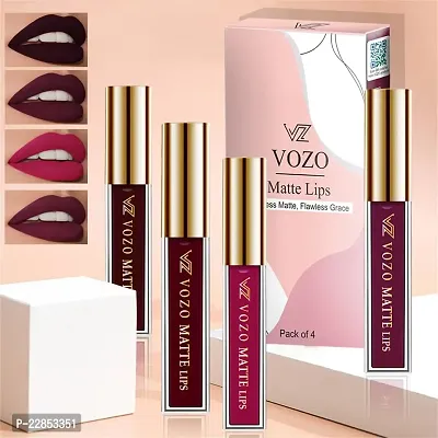 VOZO Bold and Beautiful Matte Liquid Lipstick - Intense Color Payoff (Wine, Maroon, Magenta, Purplish Wine) 16ml