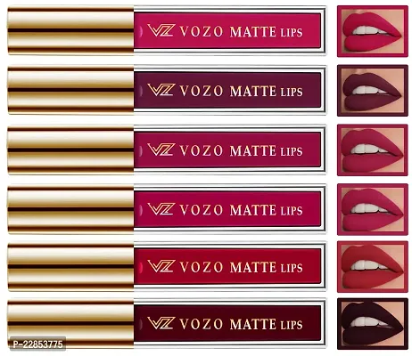 VOZO Velvety Smooth Matte Liquid Lipstick - Non-Drying  Lightweight (Maroon, Red, Passion Pink, Magenta, Purplish Wine, Passion Magenta) 24 ml-thumb0