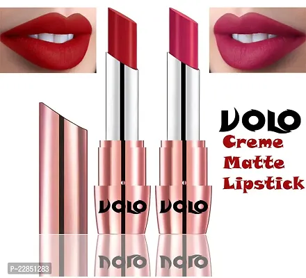 Volo Perfect Creamy with Matte Lipsticks Combo, Lip Gifts to love (Tomato Red, Passion Pink)-thumb0