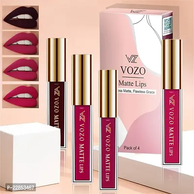 VOZO Bold and Beautiful Matte Liquid Lipstick - Intense Color Payoff (Wine, Passion Pink, Magenta, Passion Magenta) 16ml