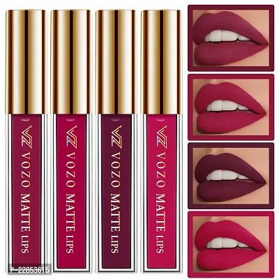 VOZO Vibrant Matte Liquid Lipstick - Long-Lasting  Smudge-Proof (Dark Magenta, Passion Pink, Purplish Wine, Passion Magenta) 16ml-thumb0