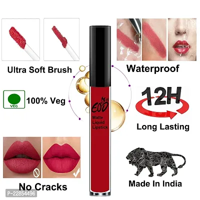 EOD? Soft Matte Kiss Proof Vegan Made in India Liquid Lipstick Long Wearing Set of 2 Lip Gloss(Red, Pinkish Nude)-thumb4