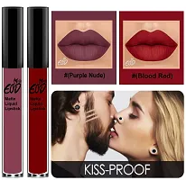 EOD? Soft Matte Kiss Proof Vegan Made in India Liquid Lipstick Long Wearing Set of 2 Lip Gloss(Purple Nude, Blood Red)-thumb1