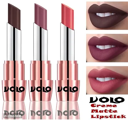 Volo Perfect Creamy with Matte Lipsticks Combo, Lip Gifts to love(Chocolate, Plum, Dark Peach)-thumb0