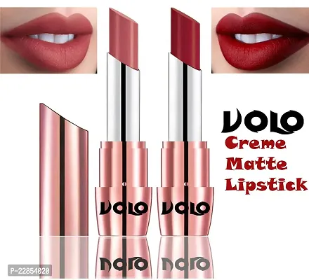 Volo Perfect Creamy with Matte Lipsticks Combo, Lip Gifts to love (Light Peach, Red)-thumb0