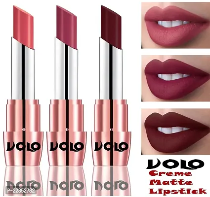 Volo Perfect Creamy with Matte Lipsticks Combo, Lip Gifts to love(Dark Peach, Rose Pink, Maroon)