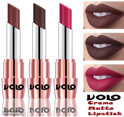 Volo Perfect Creamy with Matte Lipsticks Combo, Lip Gifts to love(Coffee, Chocolate, Passion Pink)-thumb0