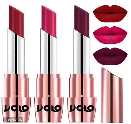 Volo Perfect Creamy with Matte Lipsticks Combo, Lip Gifts to love(Red, Passion Pink, Wine)-thumb0