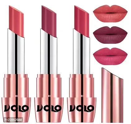 Volo Perfect Creamy with Matte Lipsticks Combo, Lip Gifts to love(Dark Peach, Rose Pink, Pink)