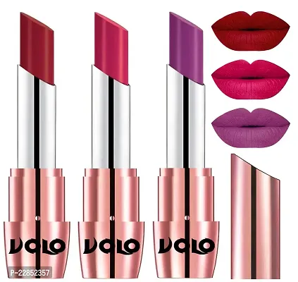 Volo Perfect Creamy with Matte Lipsticks Combo, Lip Gifts to love(Red, Passion Pink, Purple)