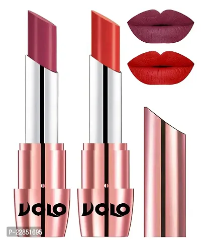 Volo Perfect Creamy with Matte Lipsticks Combo, Lip Gifts to love (Rose Pink, Orange)