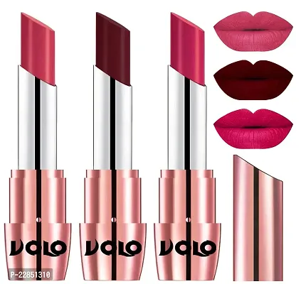 Volo Perfect Creamy with Matte Lipsticks Combo, Lip Gifts to love(Pink, Maroon, Passion Pink)