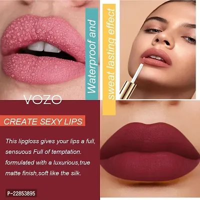 VOZO Vibrant Matte Liquid Lipstick - Long-Lasting  Smudge-Proof (Wine, Maroon, Red, Passion Pink) 16ml-thumb5