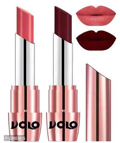 Volo Perfect Creamy with Matte Lipsticks Combo, Lip Gifts to love (Dark Peach, Maroon)