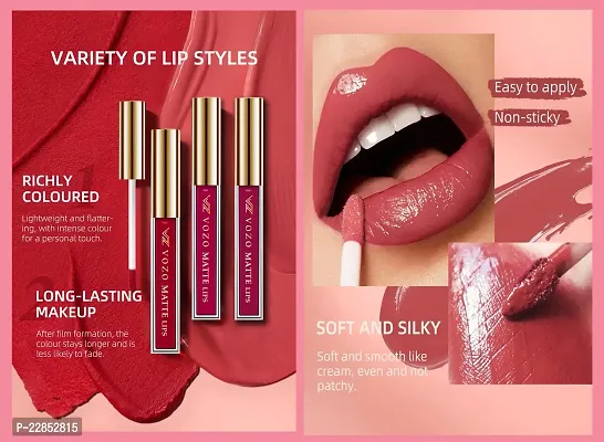 VOZO Seductive Matte Liquid Lipstick - Transfer-Proof  Kissable (Wine, Red, Passion Pink, Magenta) 16ml-thumb4