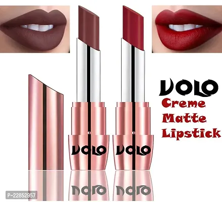 Volo Perfect Creamy with Matte Lipsticks Combo, Lip Gifts to love (Coffee, Red)-thumb0