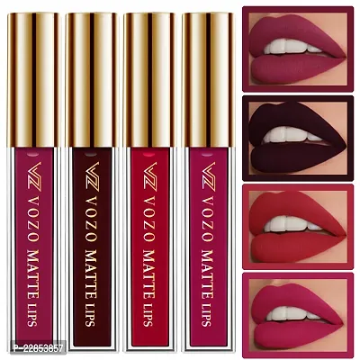 VOZO Vibrant Matte Liquid Lipstick - Long-Lasting  Smudge-Proof (Dark Magenta, Wine, Red, Magenta) 16ml