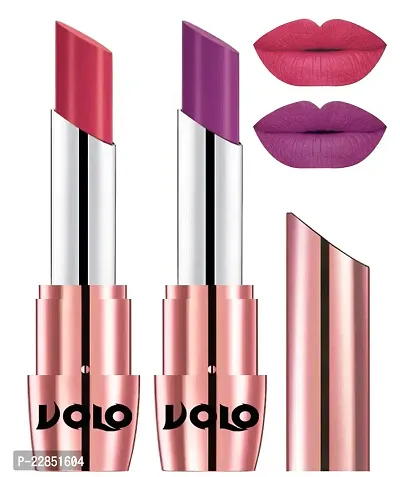 Volo Perfect Creamy with Matte Lipsticks Combo, Lip Gifts to love (Pink, Purple)