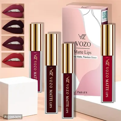 VOZO Bold and Beautiful Matte Liquid Lipstick - Intense Color Payoff (Dark Magenta, Wine, Maroon, Red) 16ml