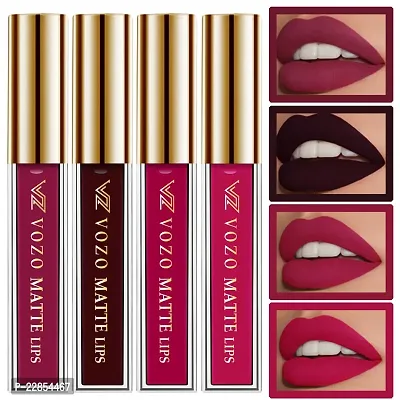 VOZO Vibrant Matte Liquid Lipstick - Long-Lasting  Smudge-Proof (Dark Magenta, Wine, Passion Pink, Passion Magenta) 16ml