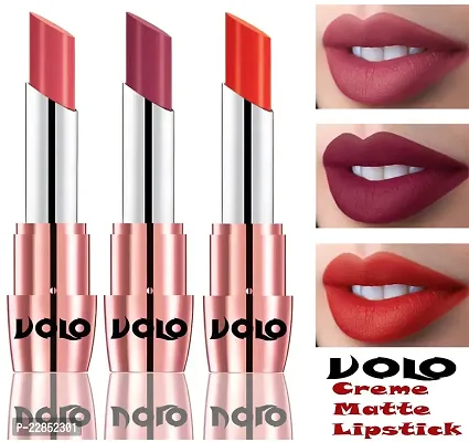Volo Perfect Creamy with Matte Lipsticks Combo, Lip Gifts to love(Dark Peach, Rose Pink, Coral)