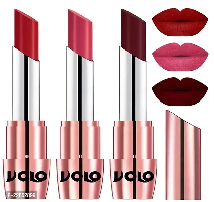 Volo Perfect Creamy with Matte Lipsticks Combo, Lip Gifts to love(Tomato Red, Pink, Maroon)