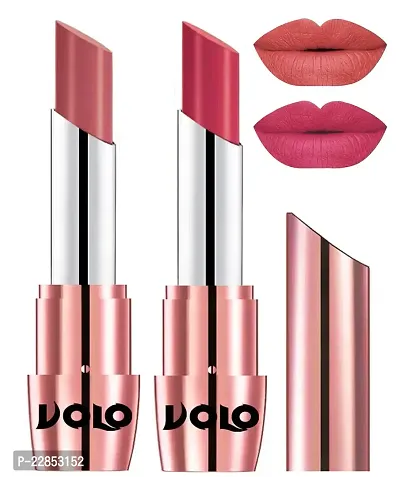 Volo Perfect Creamy with Matte Lipsticks Combo, Lip Gifts to love (Light Peach, Pink)