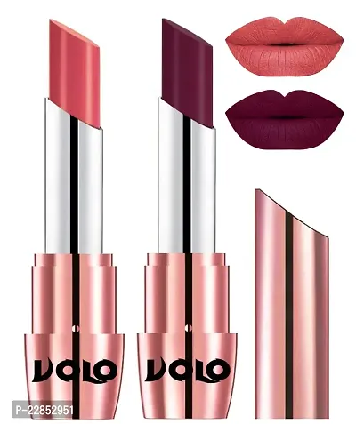 Volo Perfect Creamy with Matte Lipsticks Combo, Lip Gifts to love (Dark Peach, Wine)