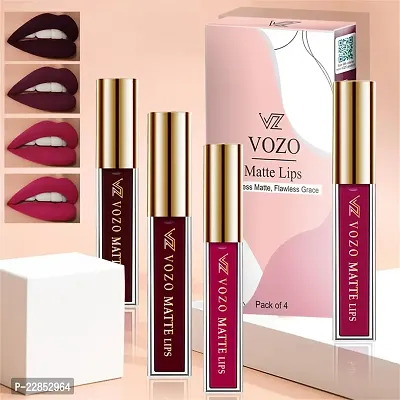 VOZO Sculpt and Define with Matte Liquid Lipstick - Precision Applicator (Wine, Maroon, Passion Pink, Magenta) 16ml