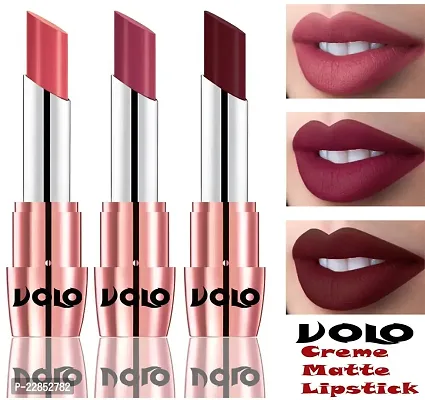 Volo Perfect Creamy with Matte Lipsticks Combo, Lip Gifts to love(Dark Peach, Rose Pink, Maroon)-thumb2