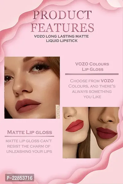 VOZO Velvety Smooth Matte Liquid Lipstick - Non-Drying  Lightweight (Dark Magenta, Wine, Maroon, Passion Magenta) 16ml-thumb5