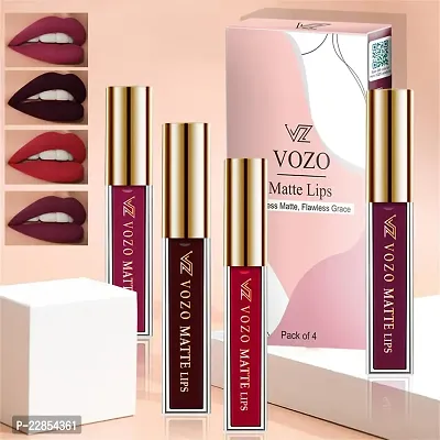 VOZO Glamorous Matte Liquid Lipstick - Highly Saturated Shades (Dark Magenta, Wine, Red, Purplish Wine) 16ml