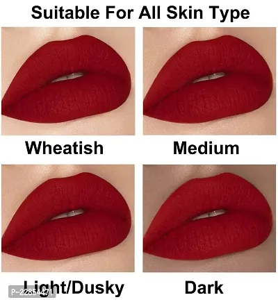 EOD? Soft Matte Kiss Proof Vegan Made in India Liquid Lipstick Long Wearing Set of 2 Lip Gloss(Orangish Red, Red)-thumb5