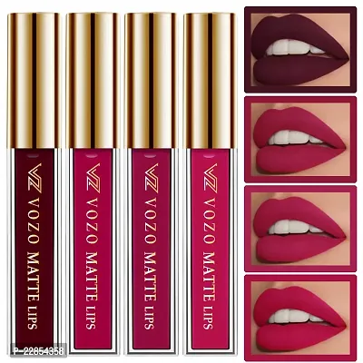 VOZO Vibrant Matte Liquid Lipstick - Long-Lasting  Smudge-Proof (Maroon, Passion Pink, Magenta, Passion Magenta) 16ml