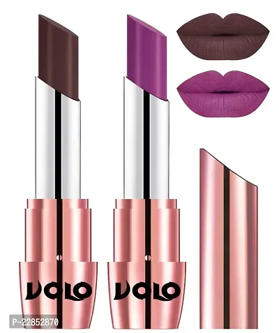 Volo Perfect Creamy with Matte Lipsticks Combo, Lip Gifts to love (Chocolate, Purple)-thumb0