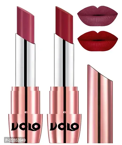 Volo Perfect Creamy with Matte Lipsticks Combo, Lip Gifts to love (Rose Pink, Red)